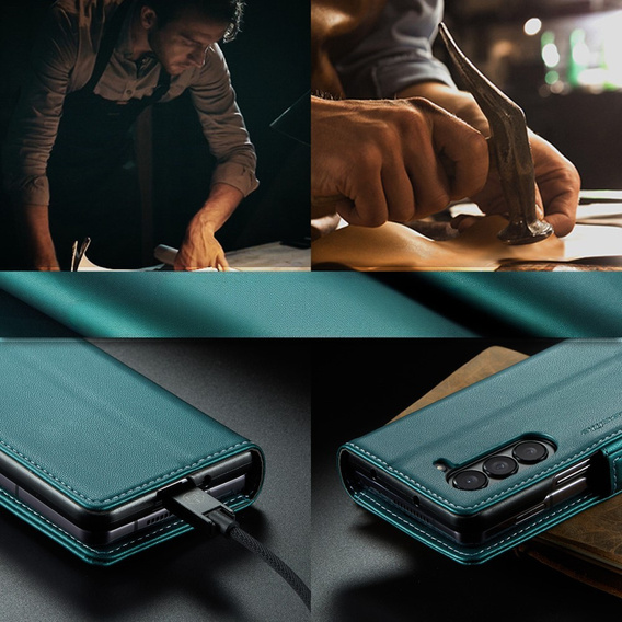 CASEME flip tok Samsung Galaxy Z Fold6 5G, Litchi Wallet, zöld