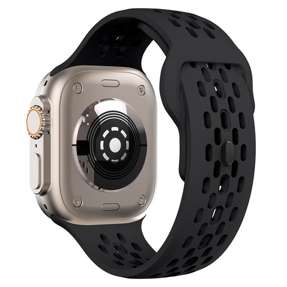 Szilikon szíj Apple Watch 1/2/3/4/4/5/6/7/8/SE/ULTRA 42/44/45/45/49MM órához, fekete