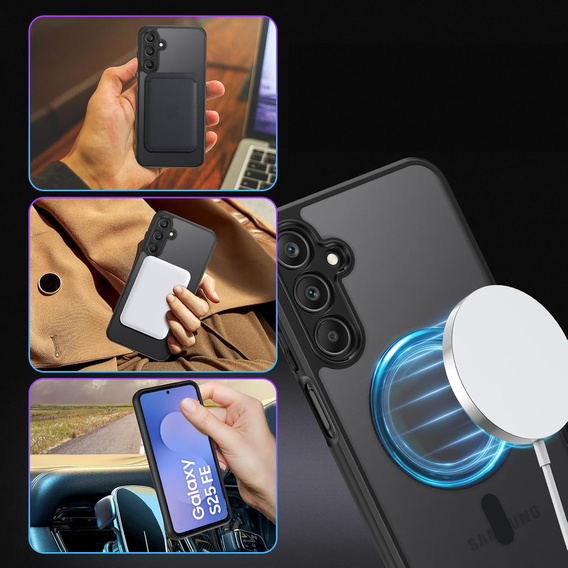Tok Samsung Galaxy S25 FE-hoz, MagSafe, ERBORD Matt Case, fekete