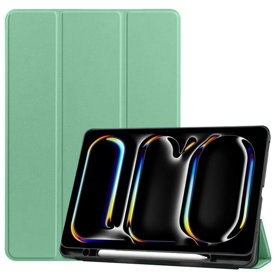 Tok Apple iPad Pro 13" 7 gen. 2024 (A2925, Smartcase tolltartóval, zöld