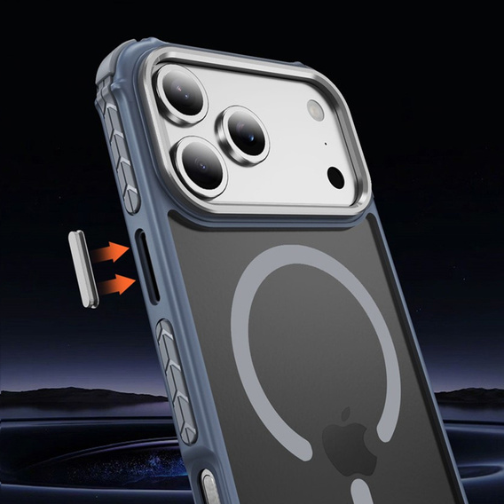 Matt tok iPhone 17 Pro Max készülékhez, páncélozott, MagSafe-hoz, füstszínű, szürke oldallal