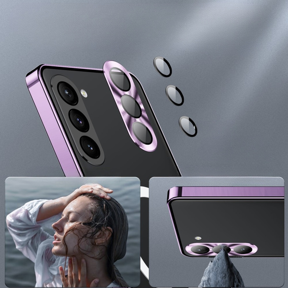 Kameravédő tok Samsung Galaxy S23, CamShield MagSafe, átlátszó / lila