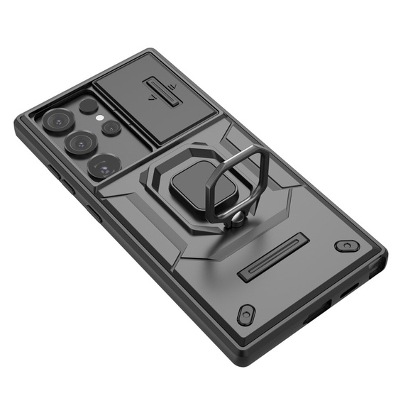 Telefontok a Samsung Galaxy S24 Ultra, KickStand Camera Lens, fekete