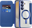 Pattintható tok a Samsung Galaxy S25 FE, RFID Wallet MagSafe CamShield, sötétkék