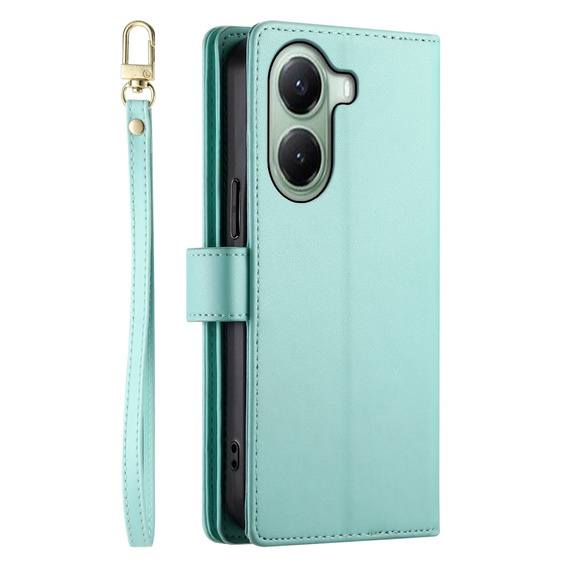 Pattintható tok a Xiaomi Poco X7 Pro 5G, Wallet Zipper Pocket, zöld