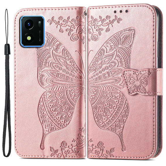 Pattintható tok a Vivo Y01, Butterfly, rózsaszín
