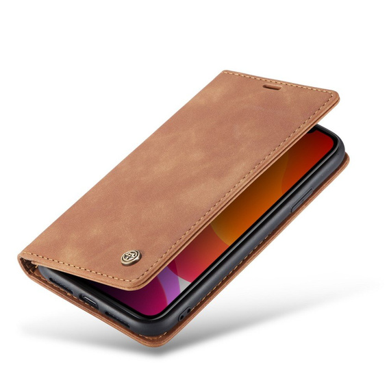 CASEME tok iPhone 11, Leather Wallet Case, barna