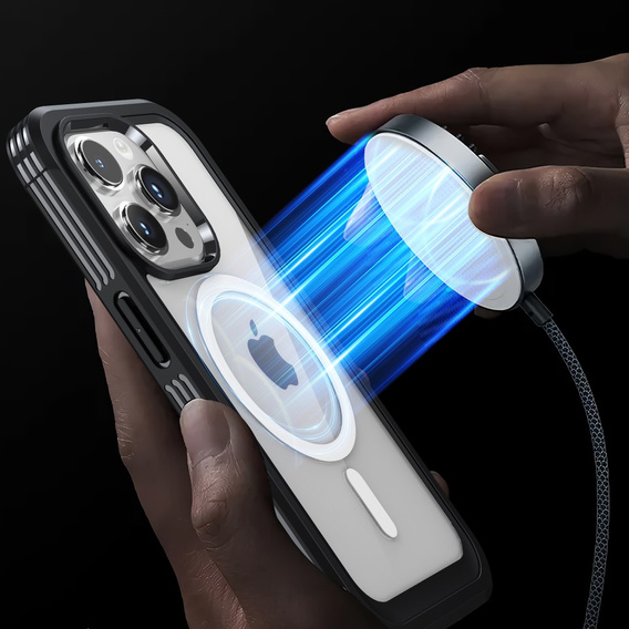 Tok iPhone 15 Pro, páncélozott teljes védelem 360° MagSafe, képernyőüveg, fekete