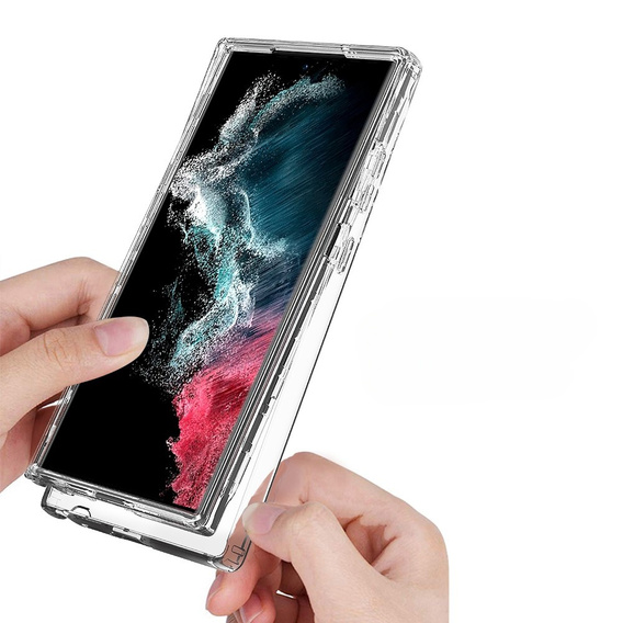 Tok Samsung Galaxy S23 Ultra készülékhez, Shockproof, fóliával, átlátszó