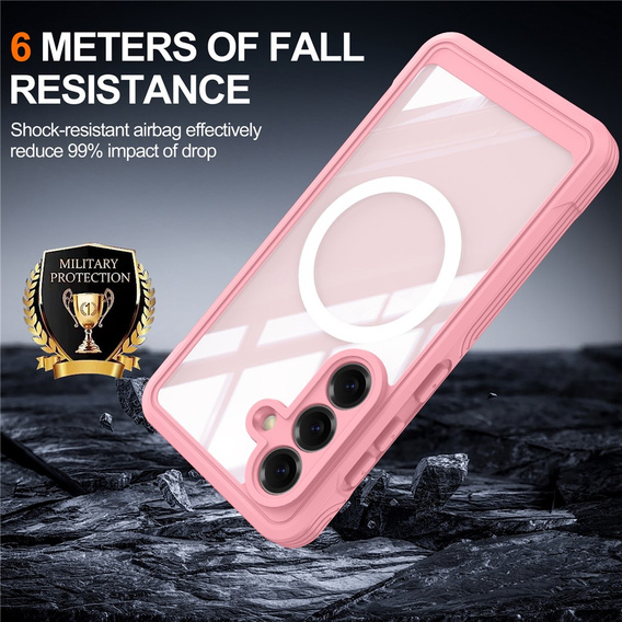 Üveges, ütésálló tok MagSafe-hez Samsung Galaxy S26-hoz, rózsaszín