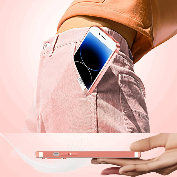 Tok iPhone 7 / 8-hoz, Electro MagSafe, rózsaszín + üveg a képernyőhöz