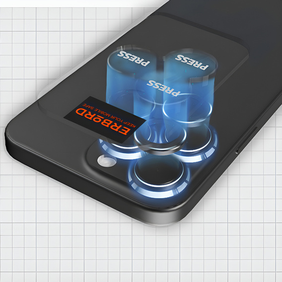 ERBORD OPTIK Pro edzett üveg iPhone 16 Pro / 16 Pro Max kamera számára, fekete