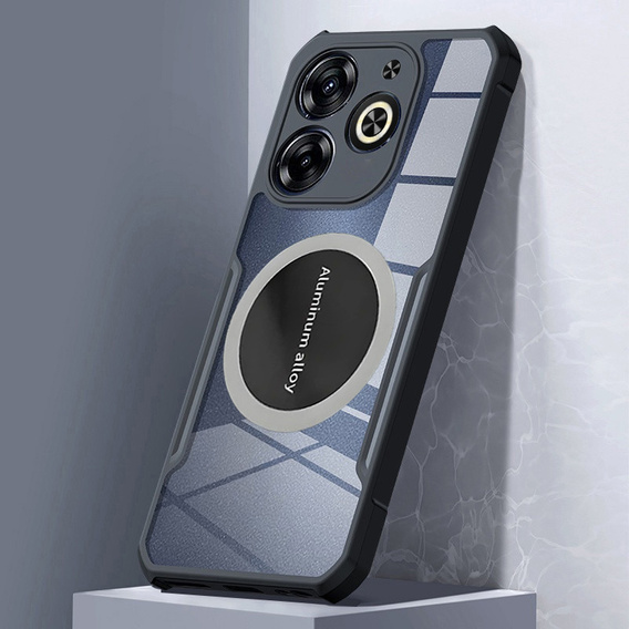 Tok Infinix Hot 40i, mágneses lemezzel, átlátszó / fekete