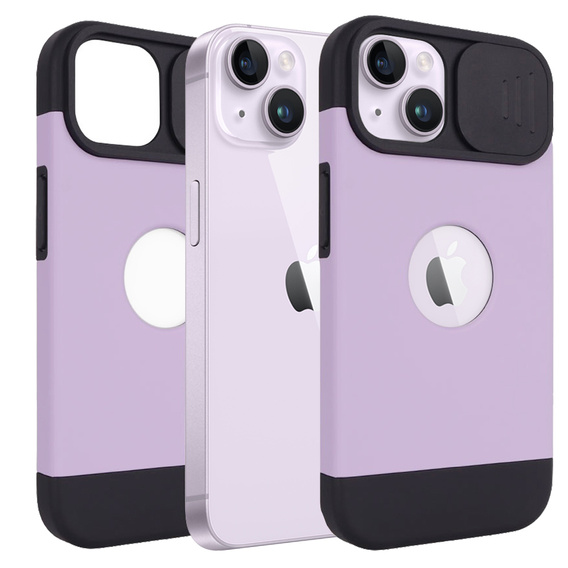 ERBORD MagSafe Cam Slider tok, lila + képernyővédő üveg iPhone 13 / iPhone 14 készülékekhez