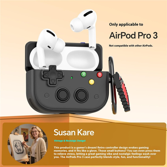 Retro konzol tok szívcímkével az AirPods Pro 3 készülékhez
