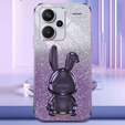 Tok Xiaomi Redmi Note 13 Pro+, Glitter Rabbit, kihúzható állvánnyal, lila