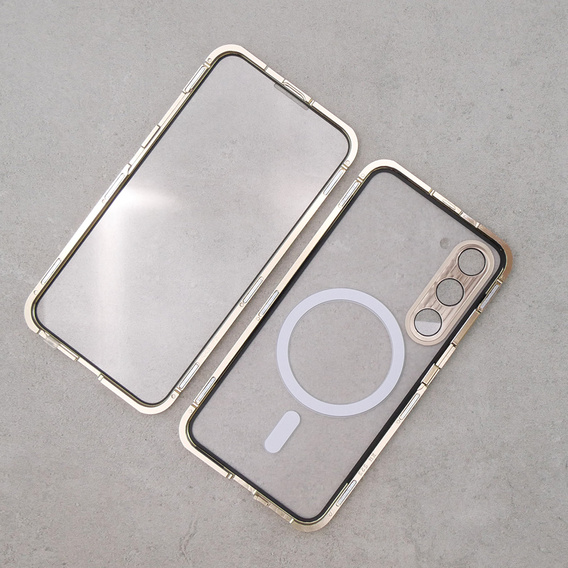 Magnetic Dual Glass MagSafe tok Samsung Galaxy S23, arany