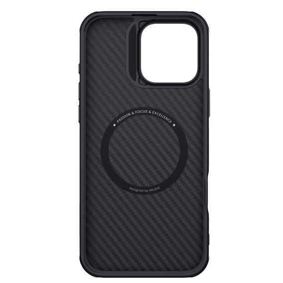 Tok iPhone 16 Pro Max, páncélozott Nillkin, Carbon Fiber, Magsafe, fekete