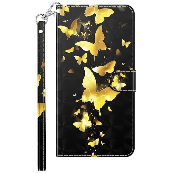 Pattintható tok a Xiaomi Redmi 13C / Poco C65, Wallet, Butterflies arany
