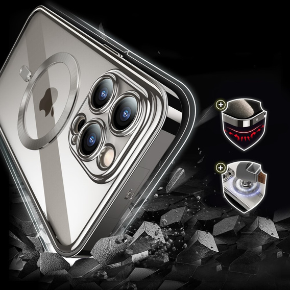 Tok iPhone 15 Pro Max készülékhez, Privacy Dual Glass, MagSafe-hoz, ezüst