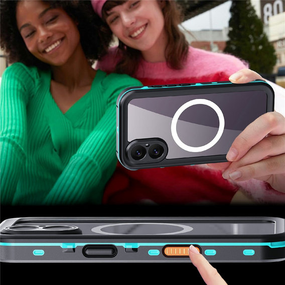 Tok iPhone 17 készülékhez, vízálló IP68, SHELLBOX MagSafe, kék