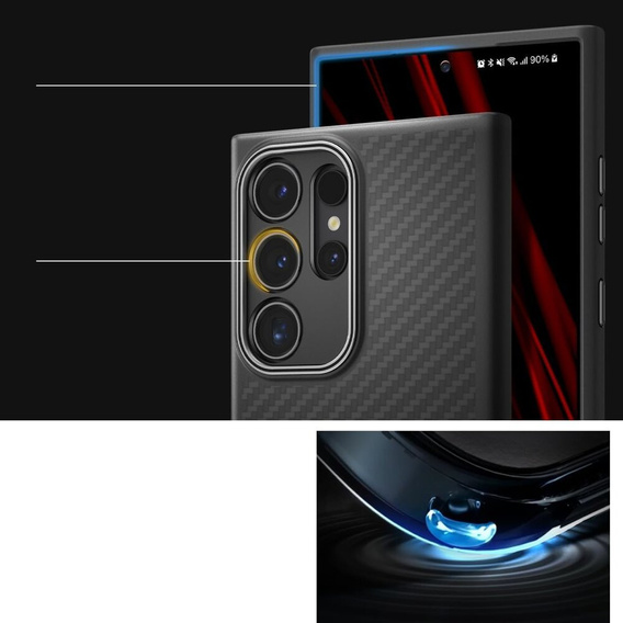 Spigen Enzo Aramid fekete tok Samsung Galaxy S24 Ultra készülékhez