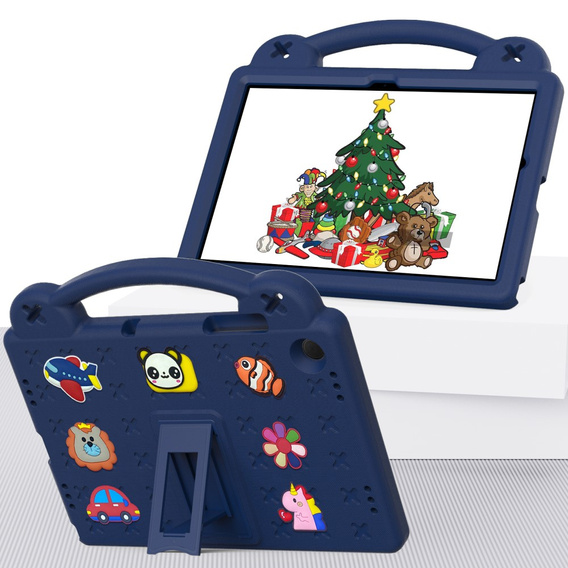 Gyermek tok Samsung Galaxy Tab A9+, Cute Patterns, állvánnyal, sötétkék
