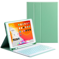 Tok + billentyűzet iPad 10.2 7/8/9 gen 2019/2020/2021, Keyboard Cover Pen Slot, zöld