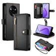Pattintható tok a Realme 14 Pro+ 5G, Wallet Zipper Pocket, fekete