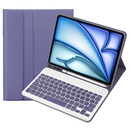 Tok + billentyűzet Apple iPad Air 11" 6 gen. 2024, Leather Pen Slot, lila