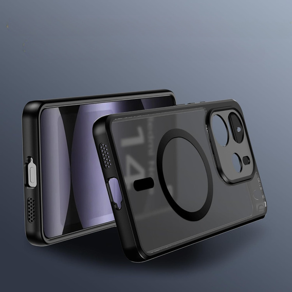Tok Xiaomi Redmi Note 14 4G-hoz, MagSafe, ERBORD Matt Case, fekete + képernyőüveg