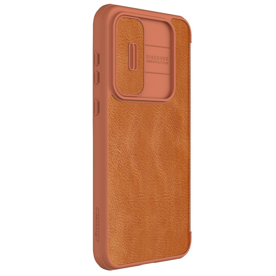 NILLKIN flip tok Samsung Galaxy A55 5G, CamShield Qin Pro, bőr, barna