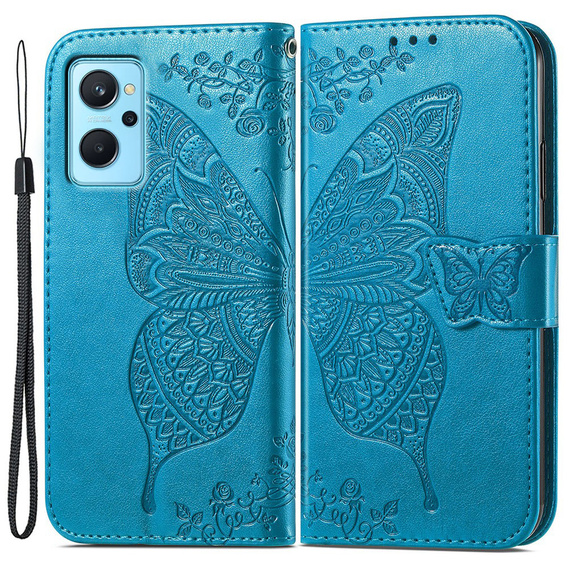 Pattintható tok a Realme 9i / Oppo A96, Butterfly, kék