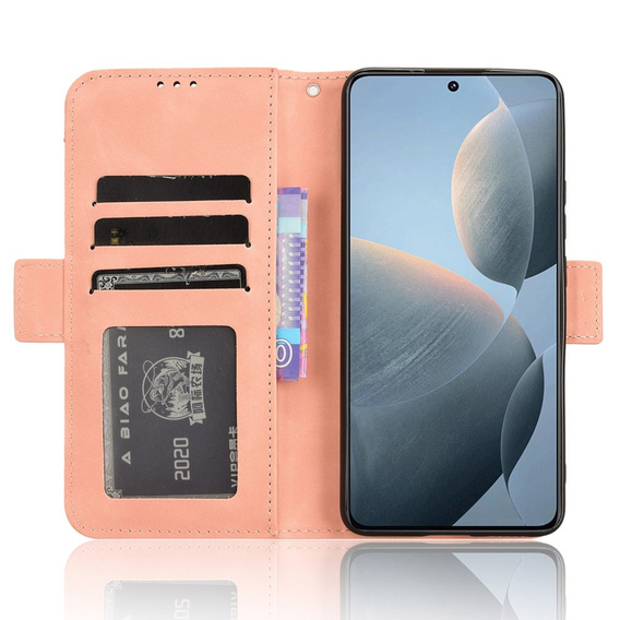 Pattintható tok a Xiaomi Poco F6 Pro, Card Slot, rózsaszín