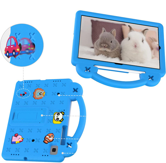 Gyermek tok Samsung Galaxy Tab S6 Lite 10.4 2020/2022 / Tab A7 2020 T500 / T505 / Tab S6 T860/T865, Cute Patterns, állvánnyal, kék