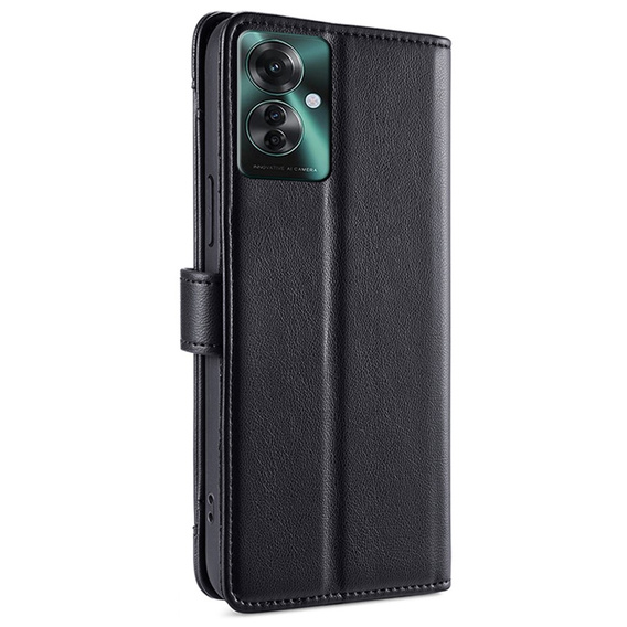 Pattintható tok a Oppo Reno 11F 5G, Wallet Zipper Pocket, fekete