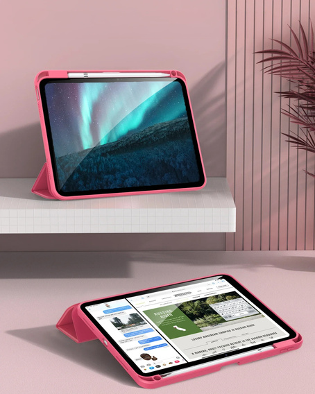 Tok iPad 11" 2025 A16 (11 gen.) / iPad 10.9" 2022 (10 gen.), Smartcase Hybrid, tolltartó résszel, rózsaszín