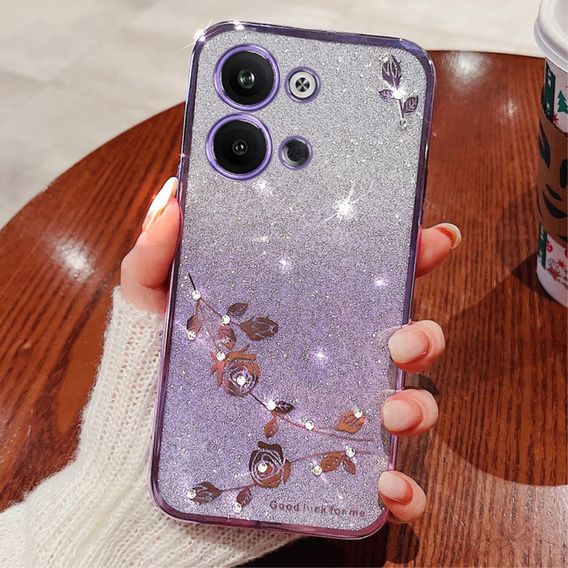 tok Infinix Note 30 VIP, csillogó virág, lila