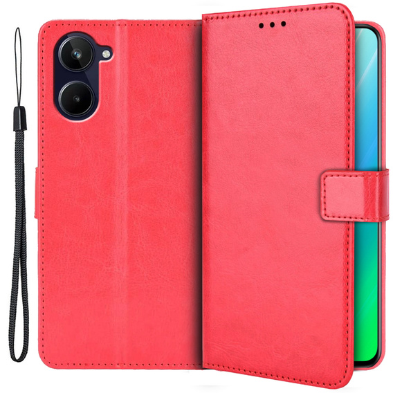 Pattintható tok Realme 10 4G, Split Leather, piros