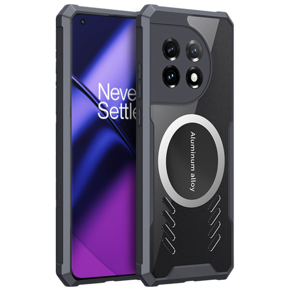 Tok OnePlus 11 5G, mágneses lemezzel, átlátszó / fekete
