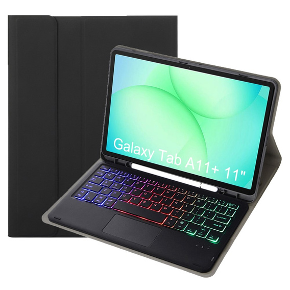 Háttérvilágítású Bluetooth billentyűzettel és érintőpaddal ellátott tok Samsung Galaxy Tab A11+ készülékhez