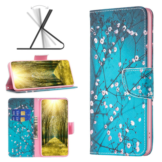 Pattintható tok a Xiaomi Redmi Note 13 Pro 5G, Wallet, Sakura kék