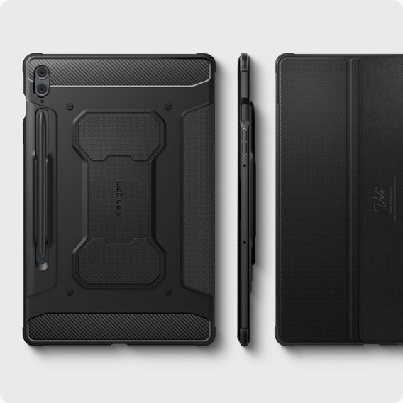SPIGEN Rugged Armor Pro tok Samsung Galaxy Tab S9 FE+ 12.4" (X610/X616B) készülékhez – Fekete