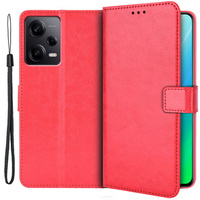 Pattintható tok a Xiaomi Redmi Note 12 Pro+ 5G, Crazy Horse Wallet, piros