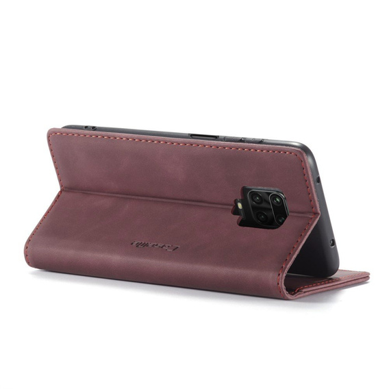 CASEME tok Xiaomi do Redmi Note 9s / 9 Pro, Leather Wallet Case, bordó