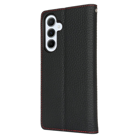 Pattintható tok a Samsung Galaxy S25+ Plus, Litchi Skin Grain, fekete