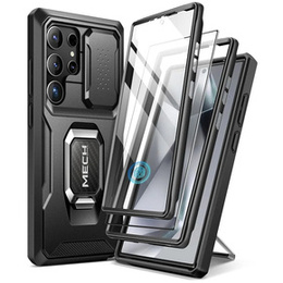 Páncélozott tok Samsung Galaxy S24, TONGATE MECH sorozat gyűrűvel, fekete