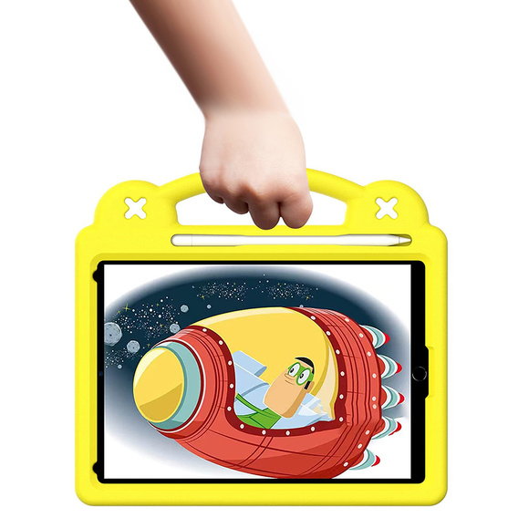 Gyermek tok iPad 10.2" 2021/2020/2019 (9/8/7 gen.) / Air 10.5" 2019 (3 gen.), Cute Patterns, állvánnyal, sárga
