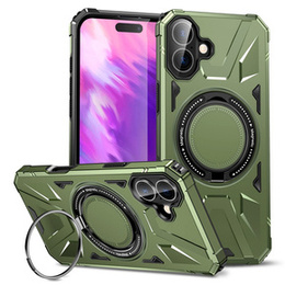 Tok iPhone 16-hoz, páncélozott, állvánnyal és fogantyúval, zöld