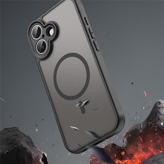 Tok iPhone 17 készülékhez, MagSafe-hoz, kameravédelemmel, színezett, fekete szegéllyel